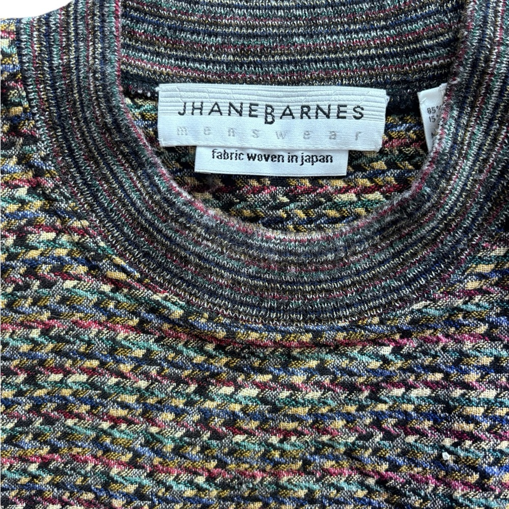 Jhane Barnes Textured Knit Sweater Mens Multicolor Crewneck Japanese Fabric